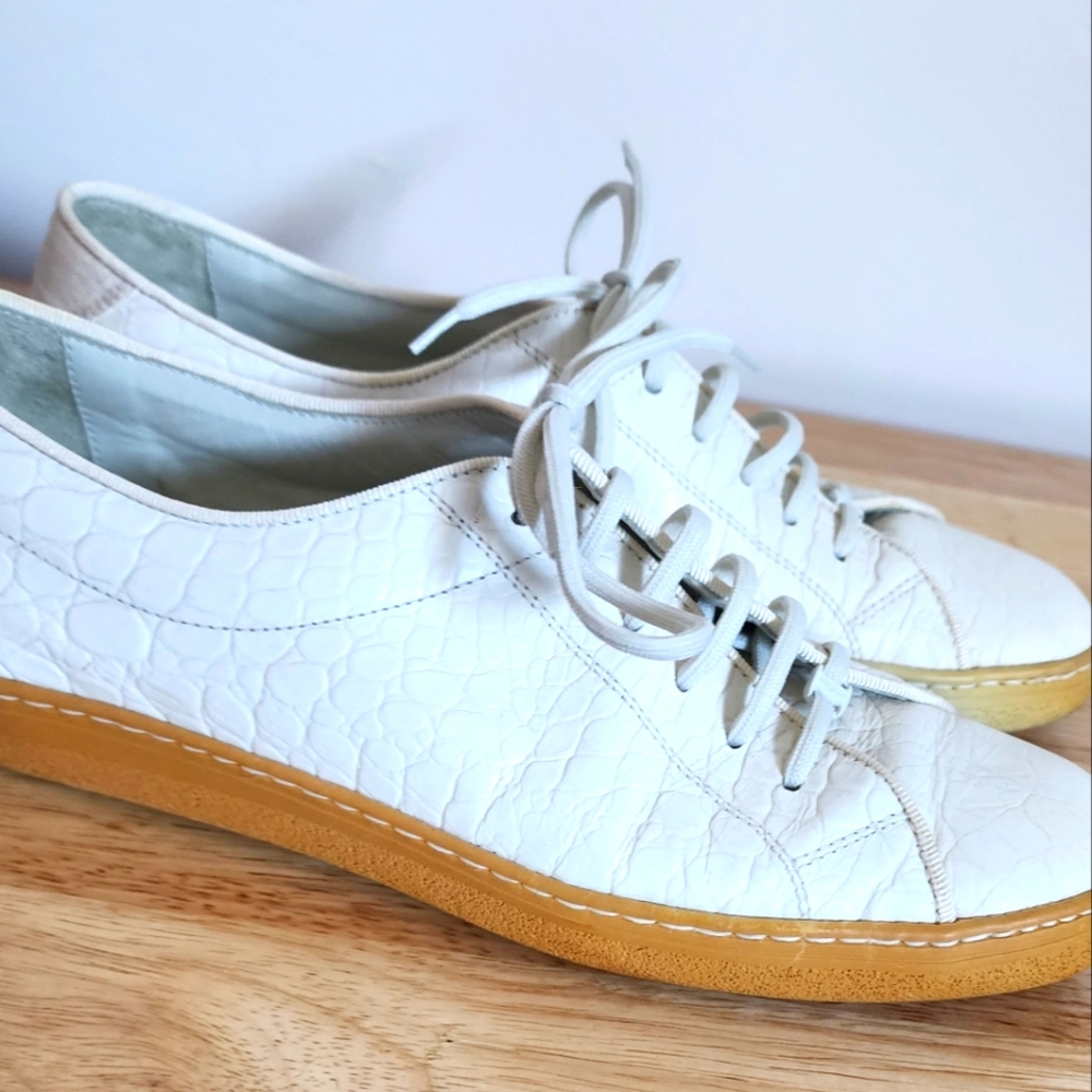 Salvatore Ferragamo sport womens lace up leather croc sneaker 8.5 A